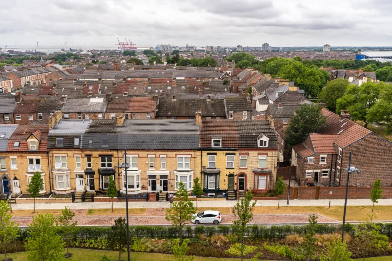 Row of residential terraced houses