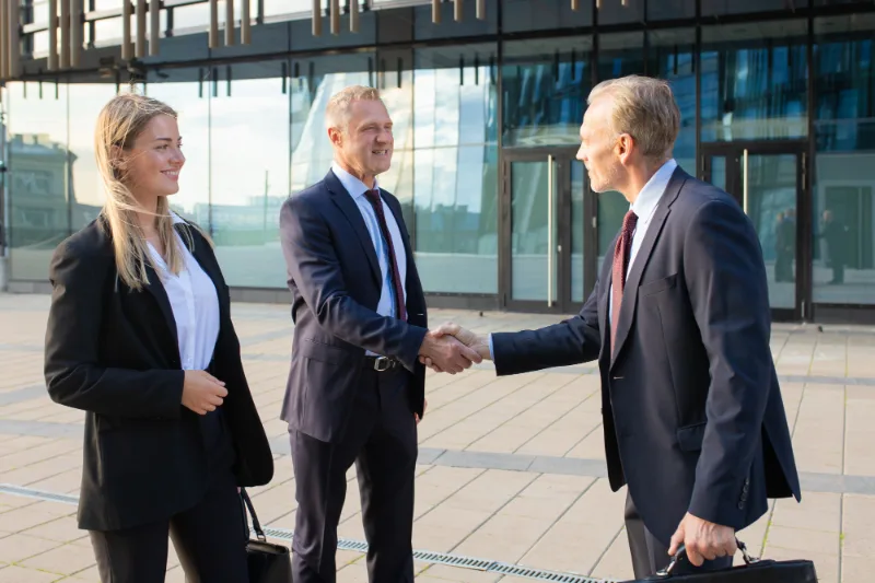 Business partners shaking hands