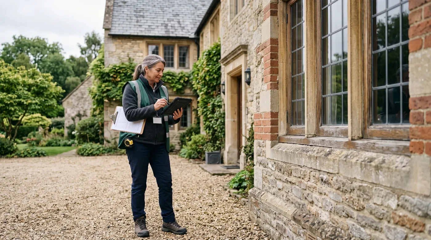 Loss adjuster inspecting a property